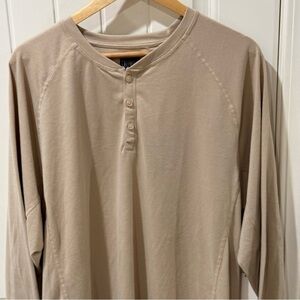 Caliville XL Henley Shirt Beige Organic Cotton Long Sleeve Casual